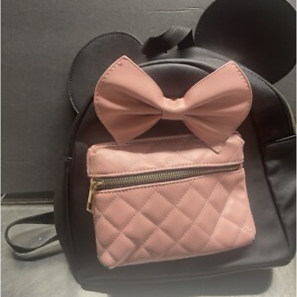 NWT DISNEY MINNIE Bioworld Black Backpack w/Pink Front Pocket and Large Inside - Picture 9 of 10